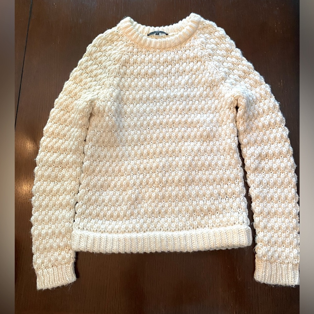 Tibi Honeycomb Chunky Sweater - Cream/White - Sz S